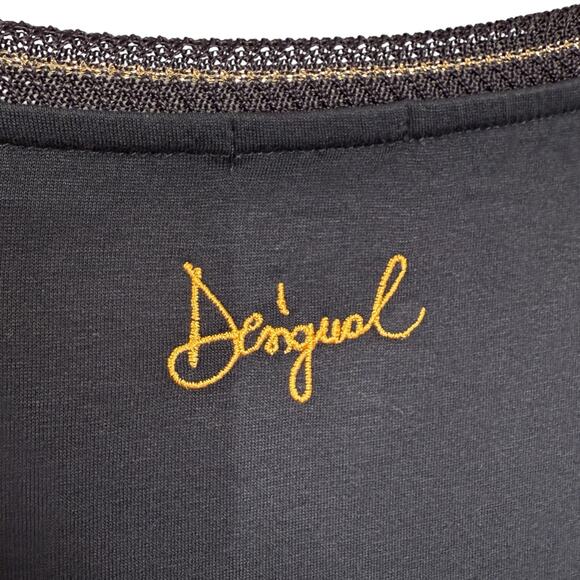 Desigual Size L Embellished Floral‎ V-Neck Blouse Maximalist Dark Fairy Grunge - Picture 8 of 13